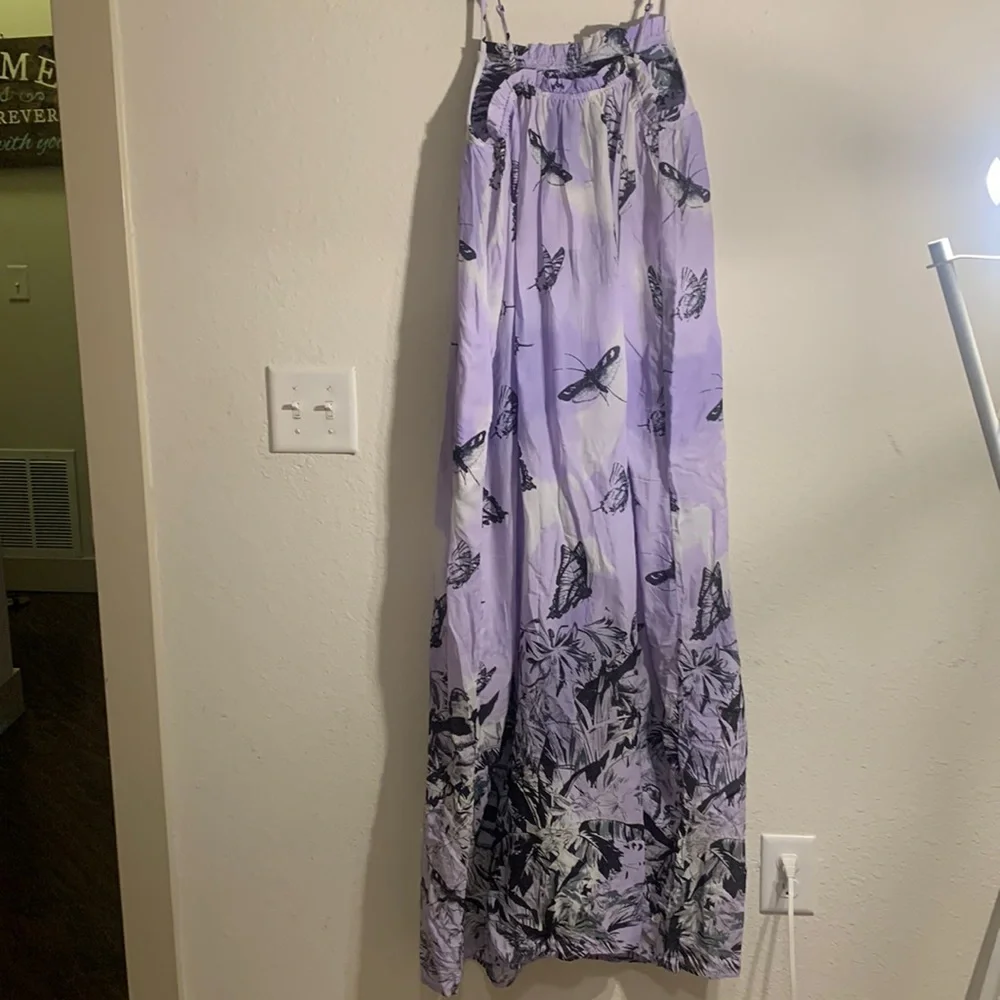 Anthropologie Daphne Quilted-Top Maxi Dress Loungewear Butterflies Lilac - Picture 4 of 6